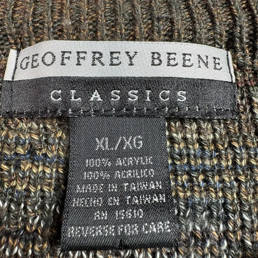 Vintage Geoffrey Beene Classics Sweater Mens XL Acrylic Geometric Pullover Brown